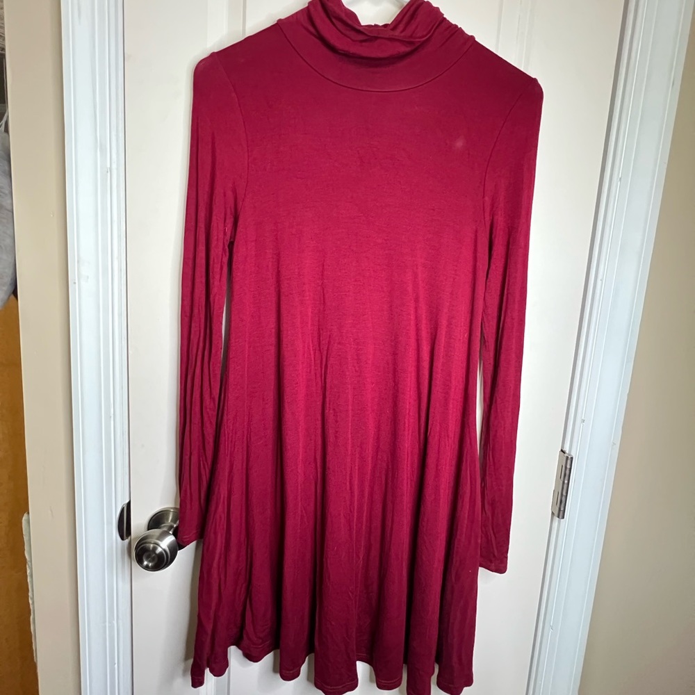 Lulus thick maroon turtle neck mini dress long sleeve